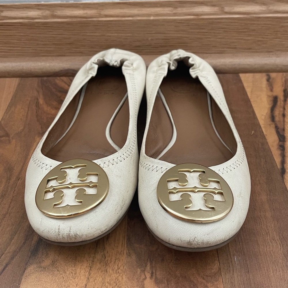 Cream colored Tory Burch Flats